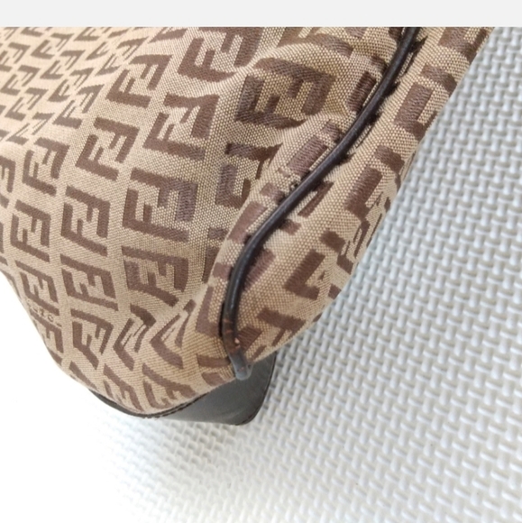 FENDI One Shoulder Tote Bag Zucchino Canvas Leather Used Authentic - Picture 8 of 15